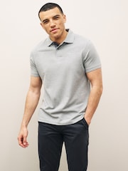 Barbour® Grey Marl 100% Cotton Classic Pique Polo Shirt - Image 1 of 11