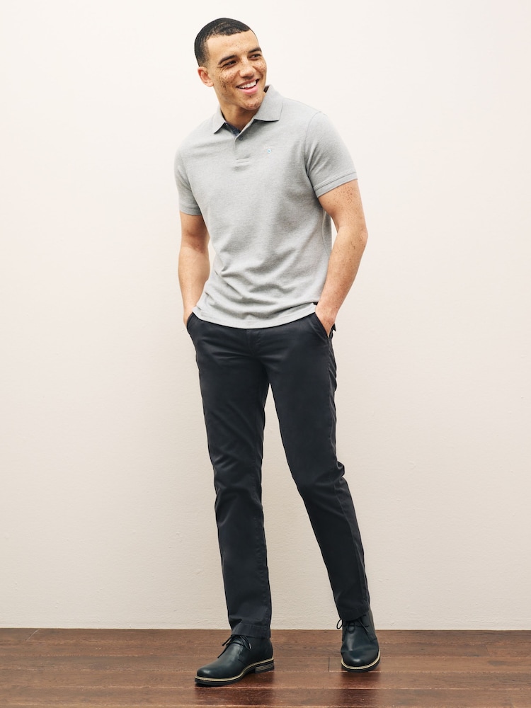 Barbour® Grey Marl 100% Cotton Classic Pique Polo Shirt - Image 2 of 11