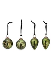 Nkuku Set of 4 Moss Jalshara Baubles Christmas Decorations - Image 3 of 3