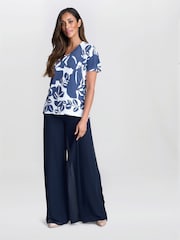 Gina Bacconi Blue Barbie Lightweight Short Sleeve Sweater With Diamante Detail - Image 1 of 5