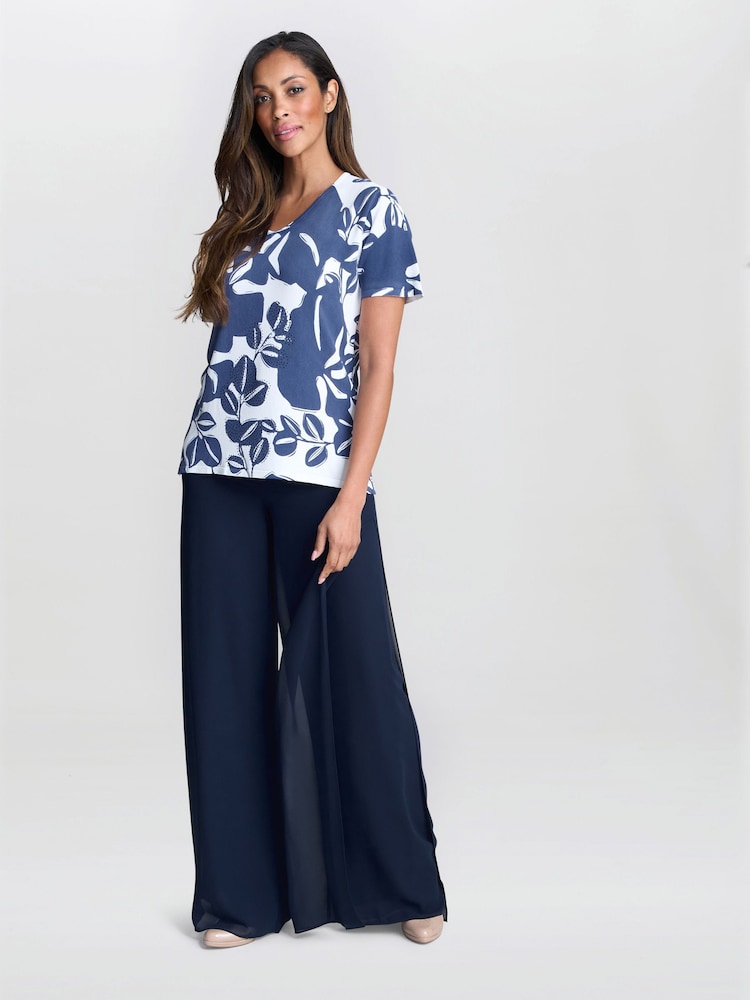 Gina Bacconi Blue Barbie Lightweight Short Sleeve Sweater With Diamante Detail - Image 1 of 5