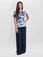 Gina Bacconi Blue Barbie Lightweight Short Sleeve Sweater With Diamante Detail - Image 3 of 5