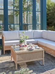 Laura Ashley Natural Garden Vilamoura Rattan Corner Sofa Lounging Set with Seat Cushions - Image 1 of 2