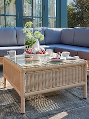 Laura Ashley Natural Garden Vilamoura Rattan Corner Sofa Lounging Set with Seat Cushions - Image 2 of 2