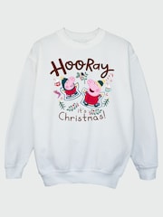 Rags & Rascals White Peppa Pig Hooray Christmas Sweatshirt - Image 2 of 4