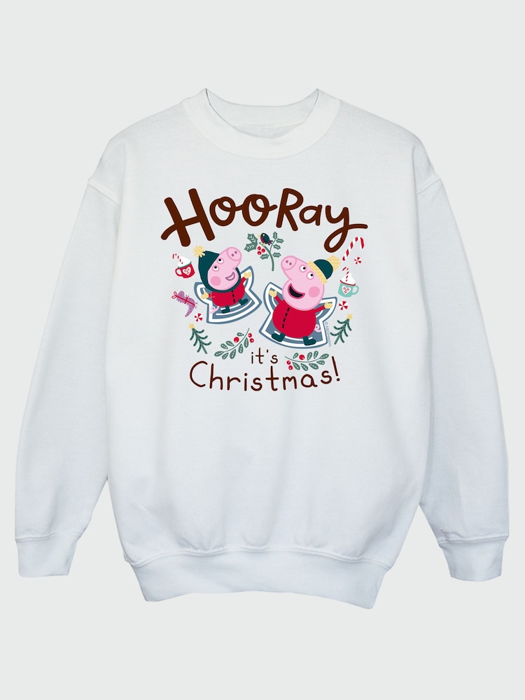 Rags & Rascals White Peppa Pig Hooray Christmas Sweatshirt - Image 2 of 4 Rags & Rascals White Peppa Pig Hooray Christmas Sweatshirt - Image 2 of 4