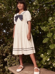 Laura Ashley Ecru/Navy Sailor Midi Dress - Image 1 of 10