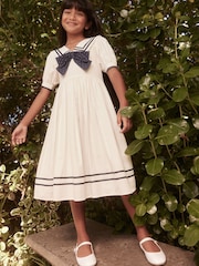 Laura Ashley Ecru/Navy Sailor Midi Dress - Image 3 of 10