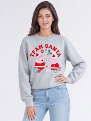 Brands In Grey Peppa Pig Team Santa Christmas Sweatshirt - Image 1 of 4