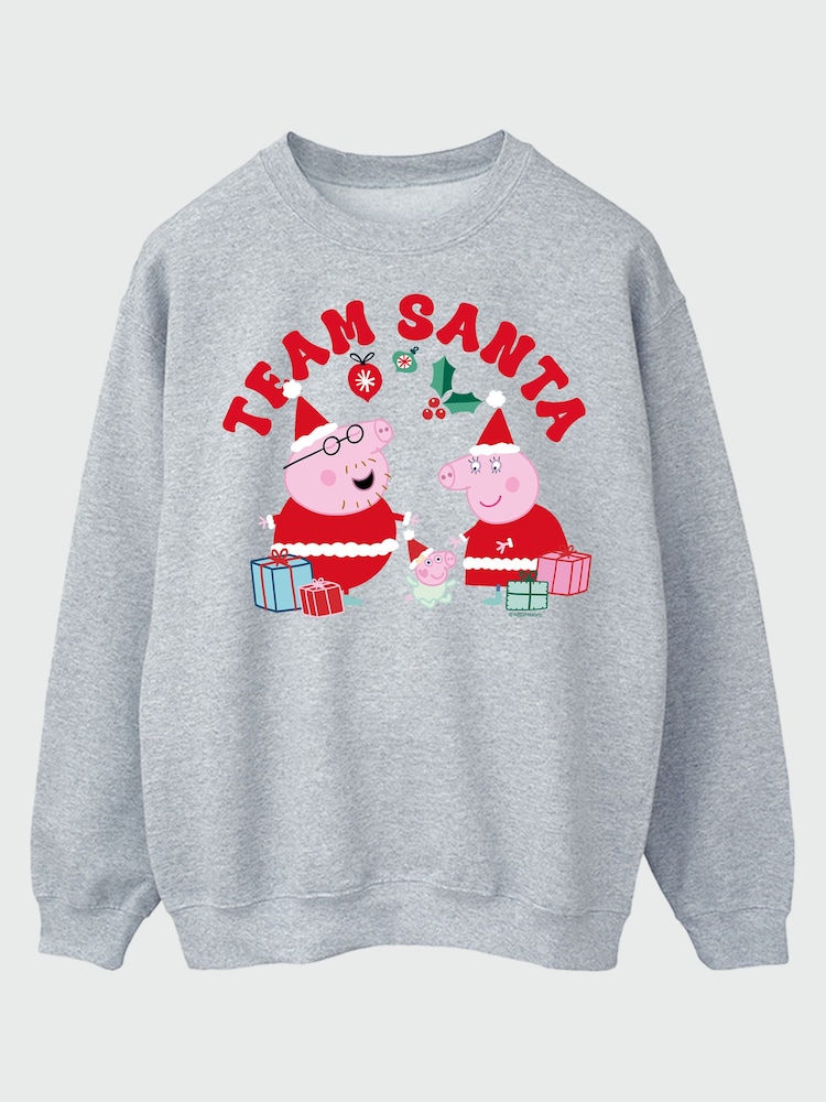 Brands In Grey Peppa Pig Team Santa Christmas Sweatshirt - Image 2 of 4 Brands In Grey Peppa Pig Team Santa Christmas Sweatshirt - Image 2 of 4