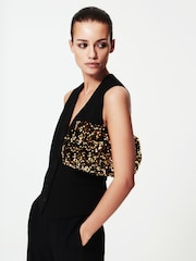Reiss Bronze Mayfair Sequin Clutch Bag - Image 1 of 5