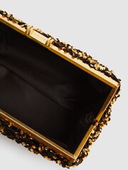 Reiss Bronze Mayfair Sequin Clutch Bag - Image 3 of 5