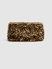 Reiss Bronze Mayfair Sequin Clutch Bag - Image 4 of 5