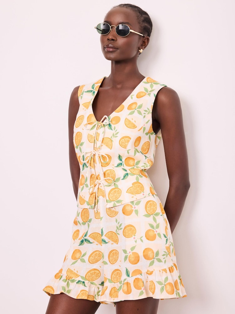 Mint Velvet Orange Print Ruffle Shorts - Image 2 of 8