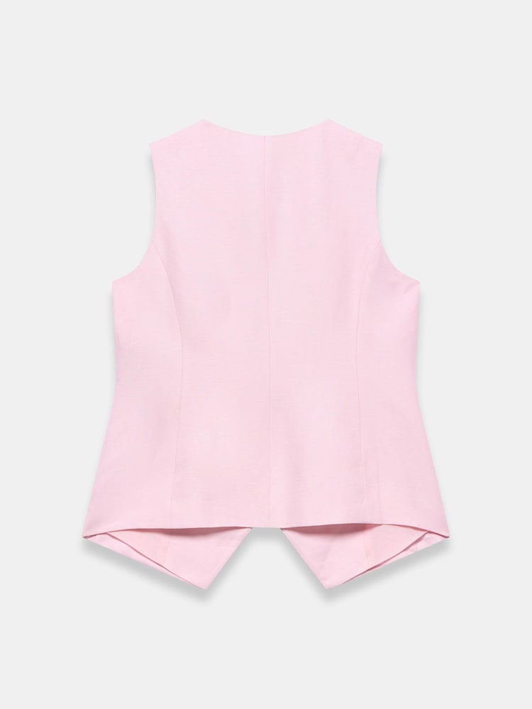 Mint Velvet Pink Linen Blend Asymmetric Waistcoat - Image 8 of 8