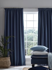 Laura Ashley Midnight Blue Stephanie Blackout Lined Pencil Pleat Blackout Pencil Pleat Curtains - Image 1 of 2