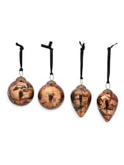 Nkuku Set of 4 Antique Copper Jalshara Baubles Christmas Decorations - Image 3 of 3