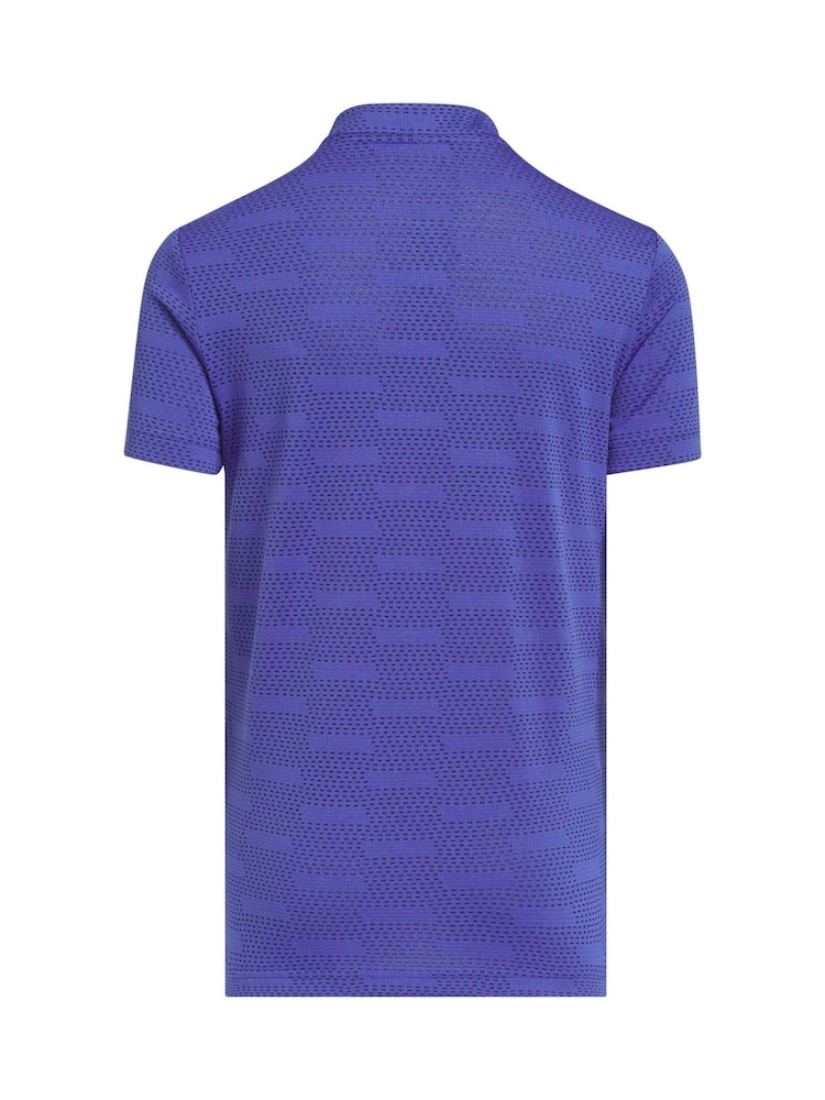 adidas Golf Blue B Jacquard Polo Shirt - Image 2 of 5 adidas Golf Blue B Jacquard Polo Shirt - Image 2 of 5