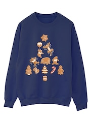 Brands In Blue Disney Winnie The Pooh Cookie Tree Christmas Sweatshirt - Image 2 of 4