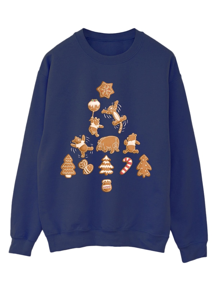 Brands In Blue Disney Winnie The Pooh Cookie Tree Christmas Sweatshirt - Image 2 of 4 Brands In Blue Disney Winnie The Pooh Cookie Tree Christmas Sweatshirt - Image 2 of 4