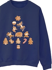 Brands In Blue Disney Winnie The Pooh Cookie Tree Christmas Sweatshirt - Image 3 of 4