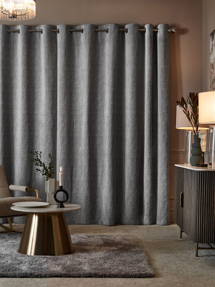 Cortinas de ilhós de chenille pesadas - Imagem 2 de 6
