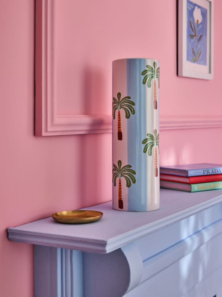 Eleanor Bowmer Blue/Green Palm Tree Vase - Image 1 of 4