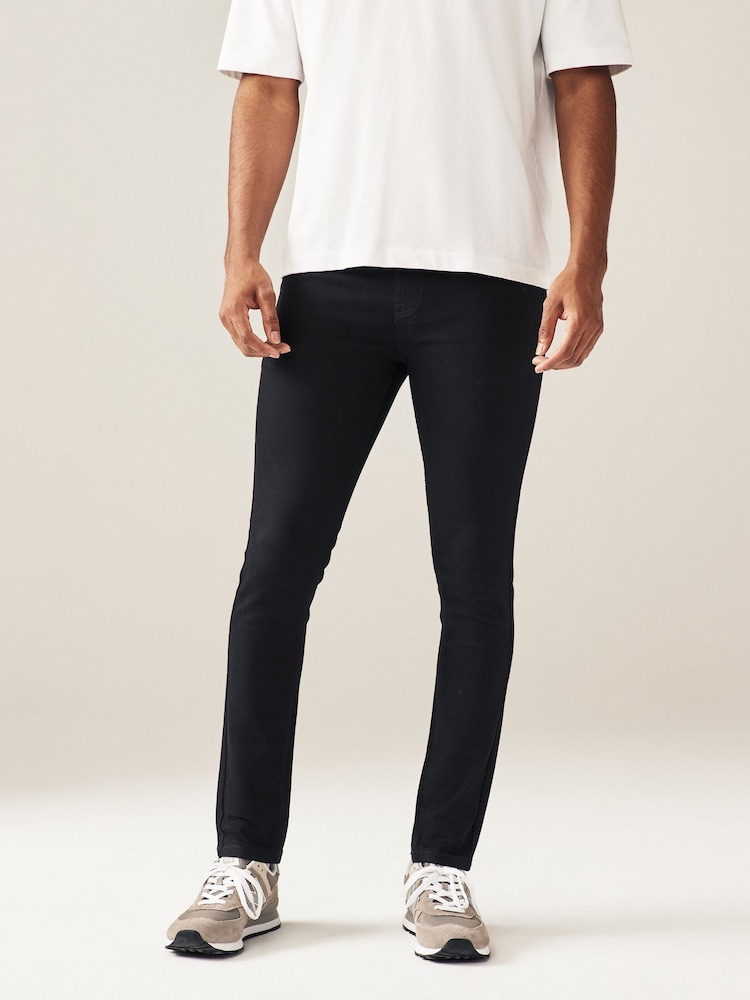 Solid Black Super Skinny Fit Classic Stretch Jeans - Image 1 of 9