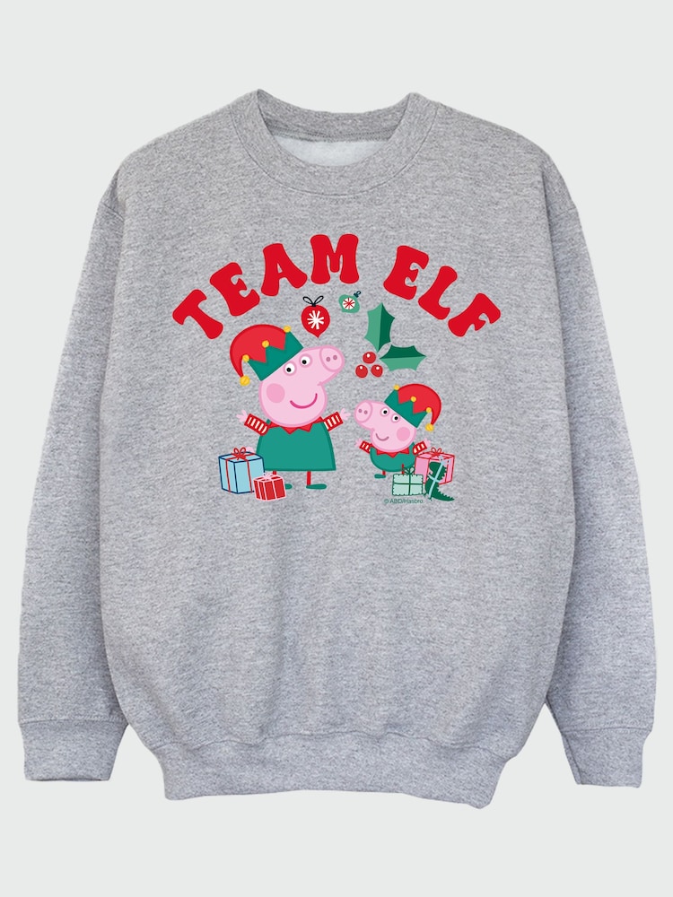 Rags & Rascals Grey Peppa Pig Team Elf Christmas Sweatshirt - Image 2 of 4