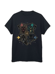 Rags & Rascals Black Harry Potter Crest Hogwarts Christmas T-Shirt - Image 2 of 4