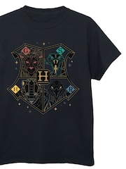 Rags & Rascals Black Harry Potter Crest Hogwarts Christmas T-Shirt - Image 3 of 4