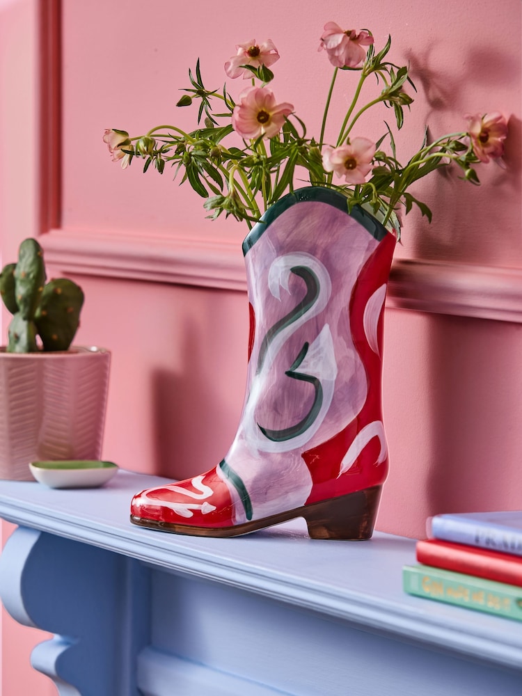 Eleanor Bowmer Purple Cowboy Boot Vase - Image 1 of 6