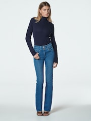 Navy Long Sleeve Ribbed Roll Neck Top - Image 2 of 6