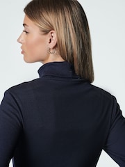 Navy Long Sleeve Ribbed Roll Neck Top - Image 4 of 6