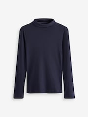 Navy Long Sleeve Ribbed Roll Neck Top - Image 5 of 6