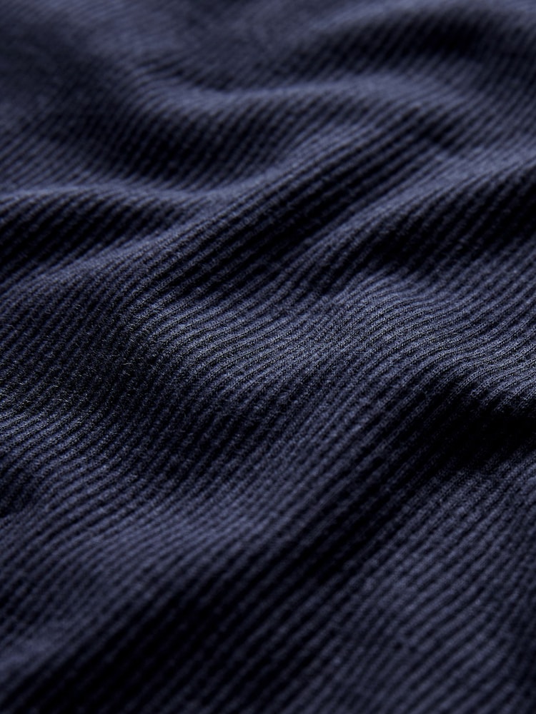 Navy Long Sleeve Ribbed Roll Neck Top - Image 6 of 6