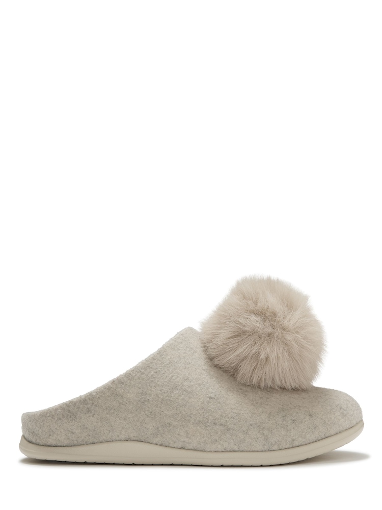 Pantuflas FitFlop Iq-Snug de fieltro con pompón - Imagen 2 de 4
