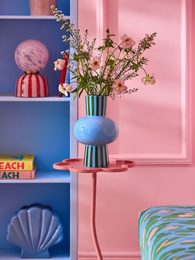 Eleanor Bowmer Blue/Green Stripe Vase - Image 1 of 5
