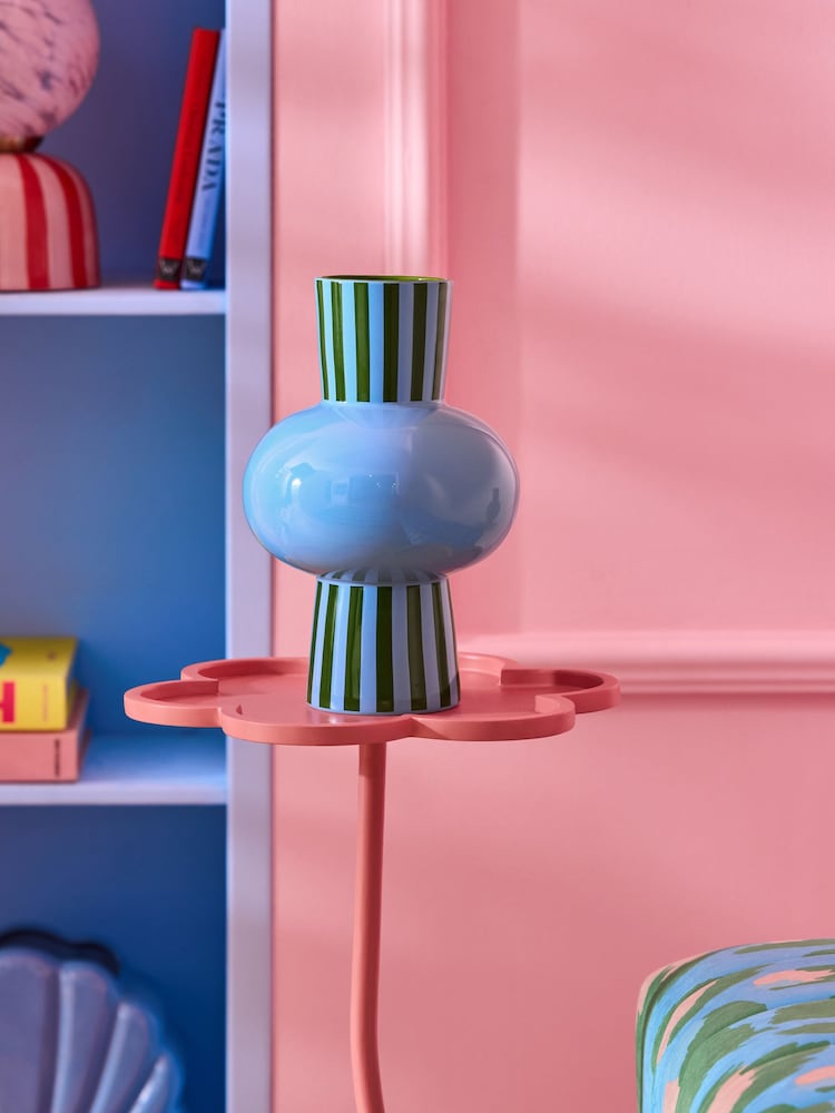 Eleanor Bowmer Blue/Green Stripe Vase - Image 2 of 5