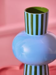 Eleanor Bowmer Blue/Green Stripe Vase - Image 3 of 5