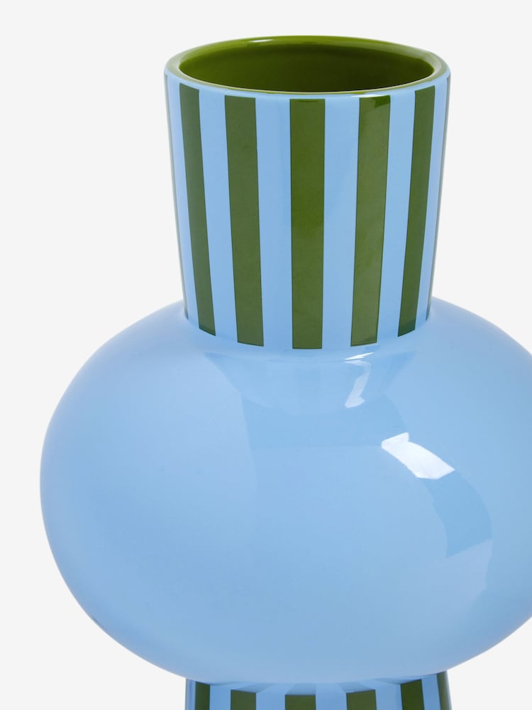 Eleanor Bowmer Blue/Green Stripe Vase - Image 5 of 5 Eleanor Bowmer Blue/Green Stripe Vase - Image 5 of 5