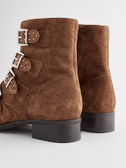 Tan Brown Regular/Wide Fit Forever Comfort® Stud Detail Buckle Biker Boots - Image 4 of 10
