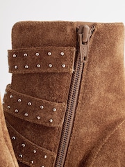Tan Brown Regular/Wide Fit Forever Comfort® Stud Detail Buckle Biker Boots - Image 7 of 10