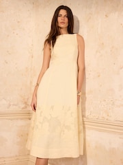 Mint Velvet Yellow Linen Blend Lace Midi Dress - Image 4 of 8