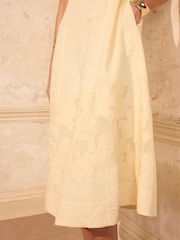Mint Velvet Yellow Linen Blend Lace Midi Dress - Image 6 of 8