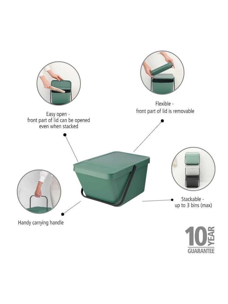 Brabantia Green Stackable Sort & Go Bin - Image 5 of 10