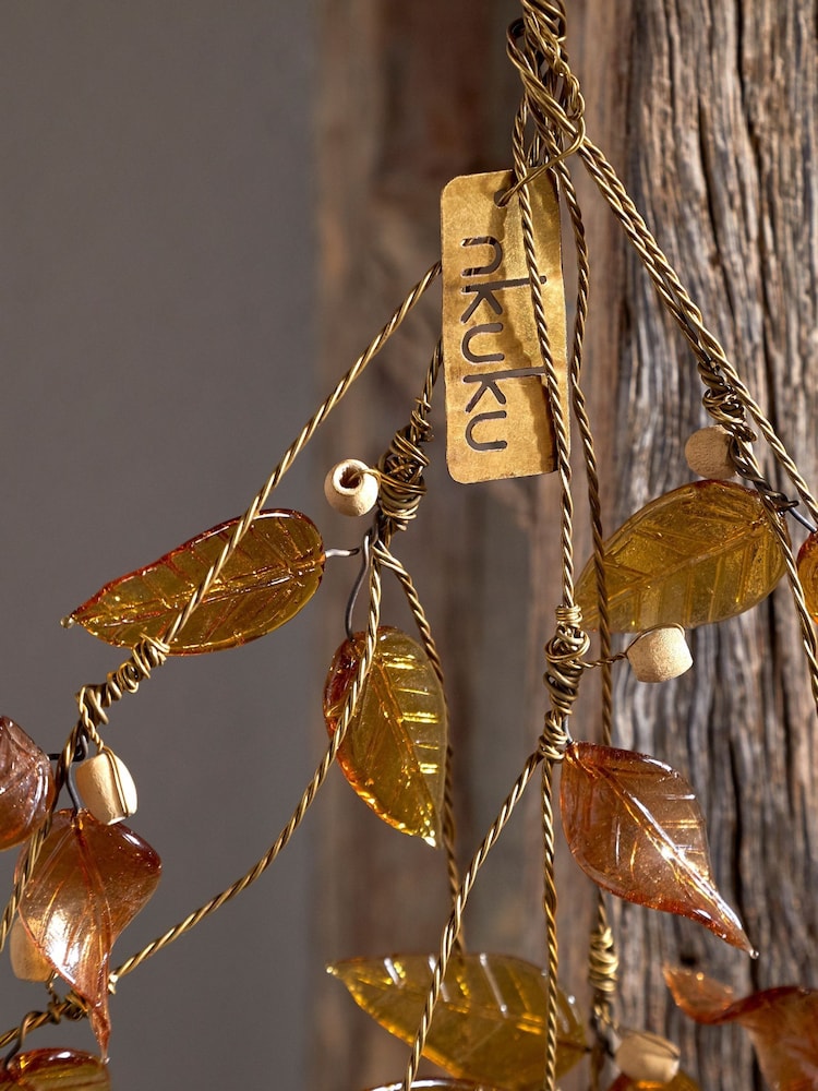 Nkuku Set of 6 Ochre Vikula Baubles - Image 2 of 3