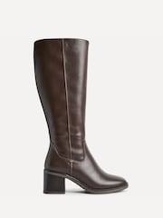 Linzi Brown Canvas Block Heeled High Leg Boots - Image 2 of 4