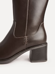 Linzi Brown Canvas Block Heeled High Leg Boots - Image 4 of 4