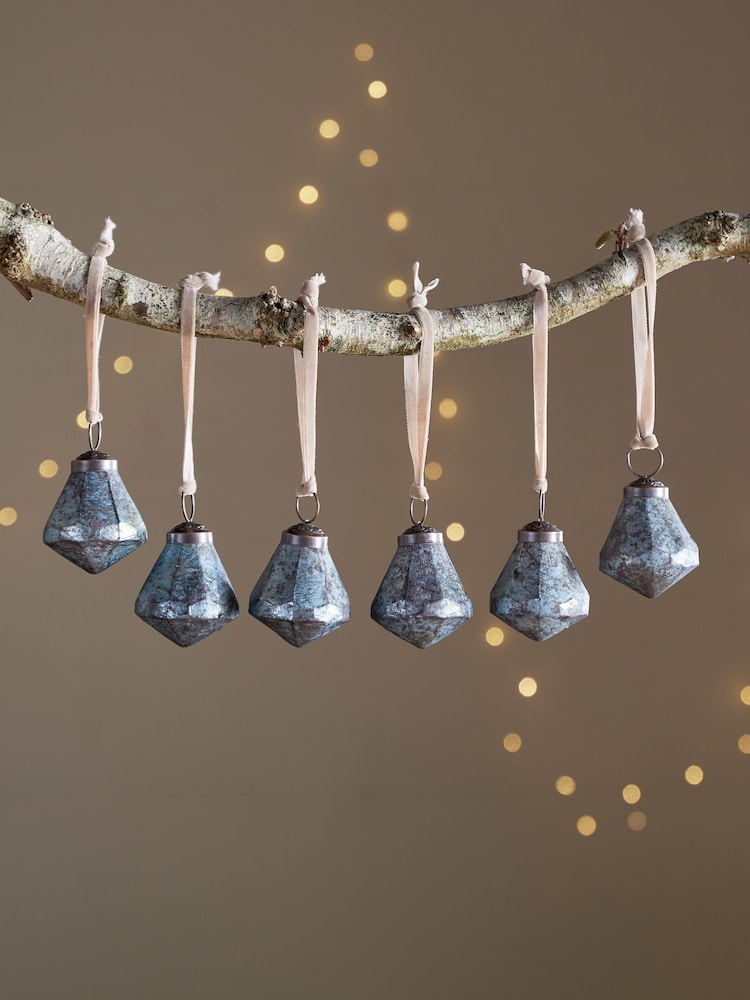 Nkuku Set of 6 Sea Foam Vikula Baubles - Image 1 of 4